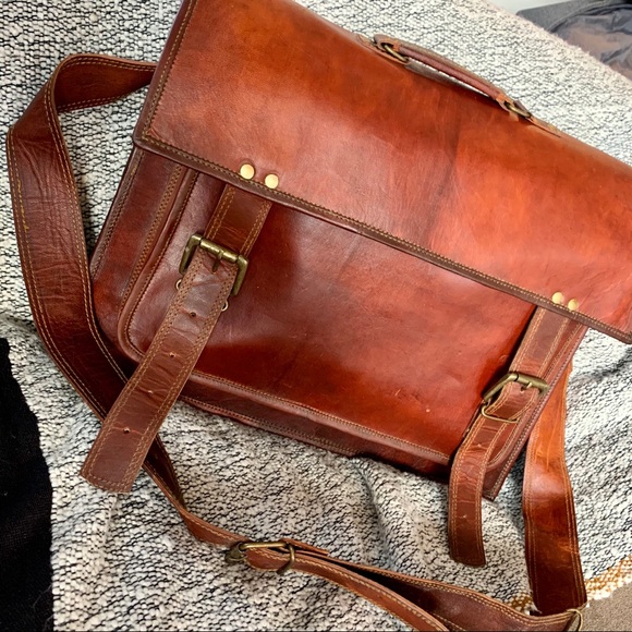 Vintage Real Leather Messenger Bag